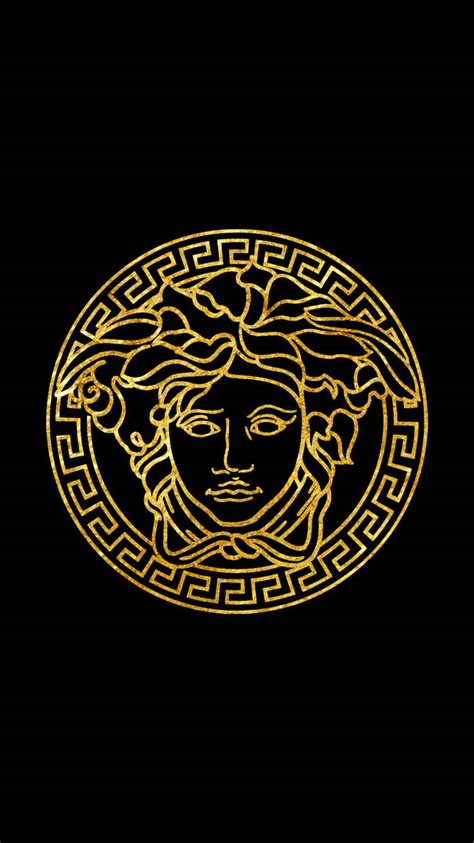 versace logo black background|versace new logo.